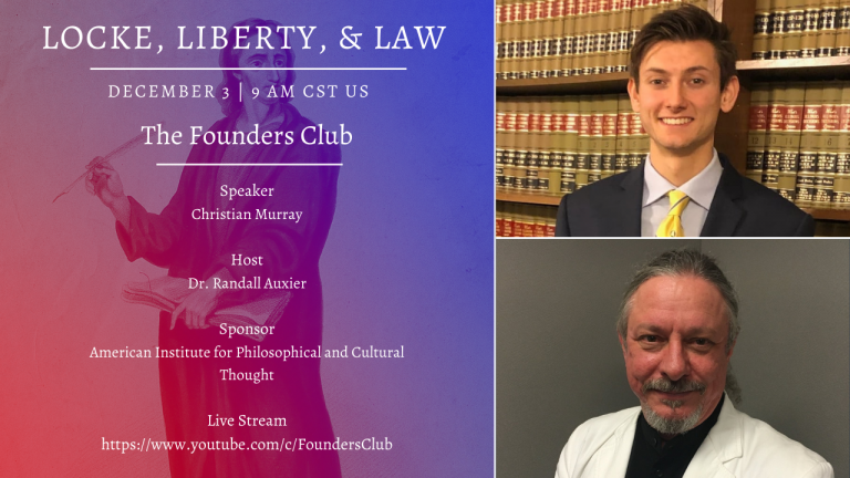 Locke, Liberty, and Law: A Live Interview and Q&A with Christian Murray, December 3, 9:00 AM
